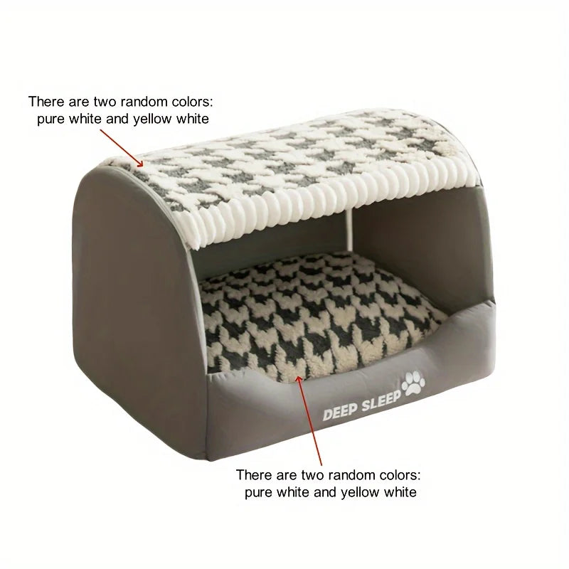 1pc Cozy Cartoon Pattern Dog Bed  Cat House Large Capacity Pet House with Removable Washable Cover Dog Accessories Pet Bed