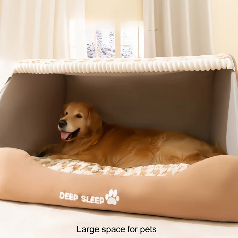 1pc Cozy Cartoon Pattern Dog Bed  Cat House Large Capacity Pet House with Removable Washable Cover Dog Accessories Pet Bed