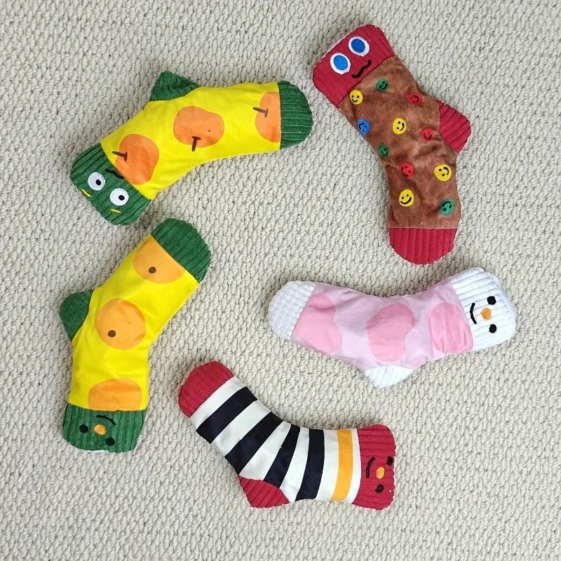 1pc, Plush Sock Dog Toys with Squeaker Dispenser - Chew Toys for All Breeds, Interactive Pet Chew Toys for Small & Medium Dogs.