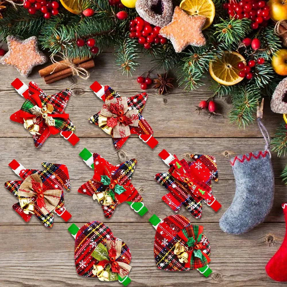 30PCS Dog Bow Tie With Bell For Christmas Small Dog Cat Bowties Neckties Dogs Grooming Christmas Dog Accessories For Small Dogs