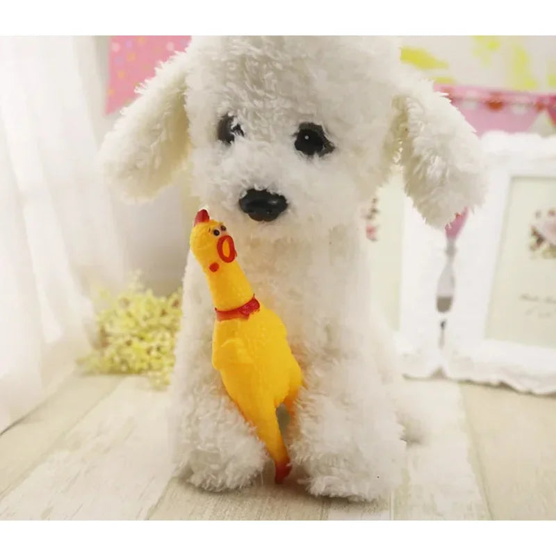 30CM Screaming Chicken Dog Toys Yellow Rubber Squaking Chicken Toy Novelty and Durable Rubber Chicken for Dogs,Rubber Chickens