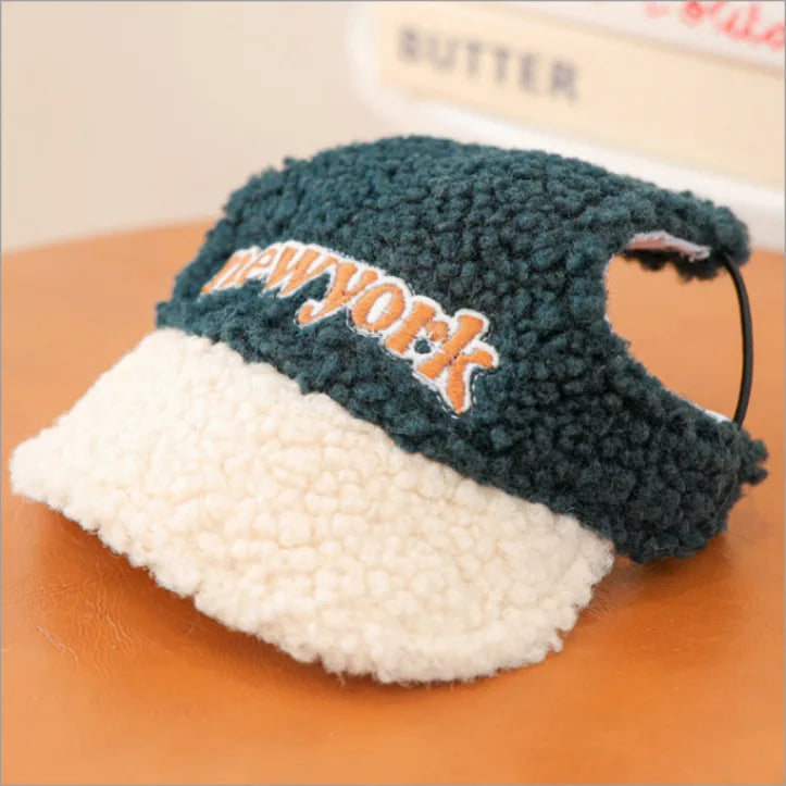 Pet Lamb Fleece Warm Hat Cat Small Dog Outdoor Leisure Embroidery Baseball Hat Dog Accessories for Small Dogs