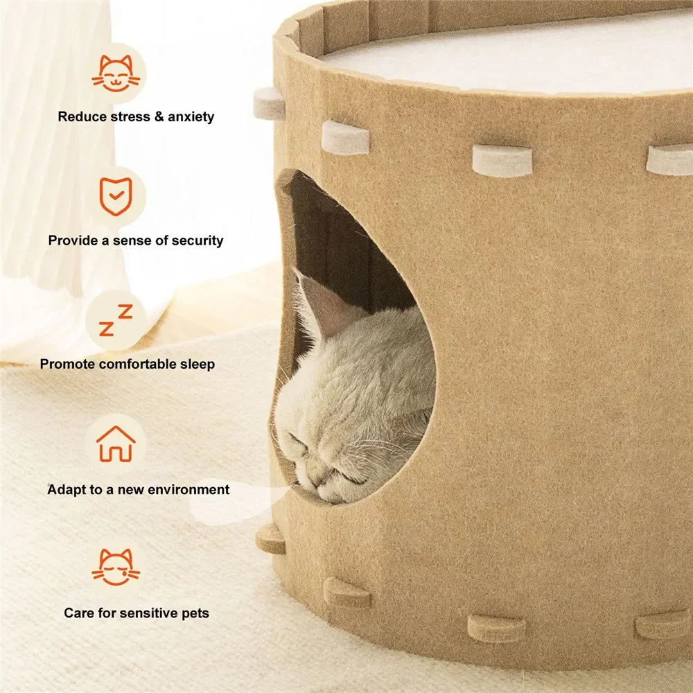 Felt Cat Bed Wear Resistant Pet House Detachable Cat Amusement Park Pet Shelter All Season Universal Pet House Cat Accessories