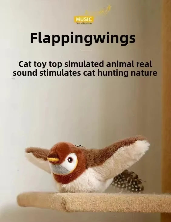 Interactive Flying Bird Cat Toy (with Catnip) Toy Flapping Bird Cat Toy Flying Interactive Flapping Chirping Bird Cat Toy