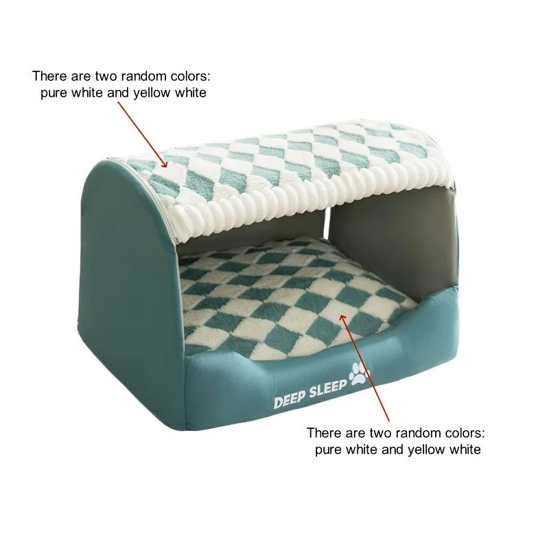 1pc Cozy Cartoon Pattern Dog Bed  Cat House Large Capacity Pet House with Removable Washable Cover Dog Accessories Pet Bed