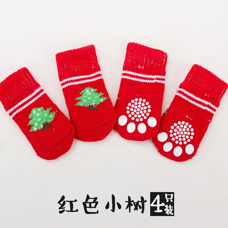 Cute Puppy Dog Knit Socks Autumn Winter Pet Socks Anti-Slip Knitted Small Dogs Shoes Warm Paw Protector Dog Accessories