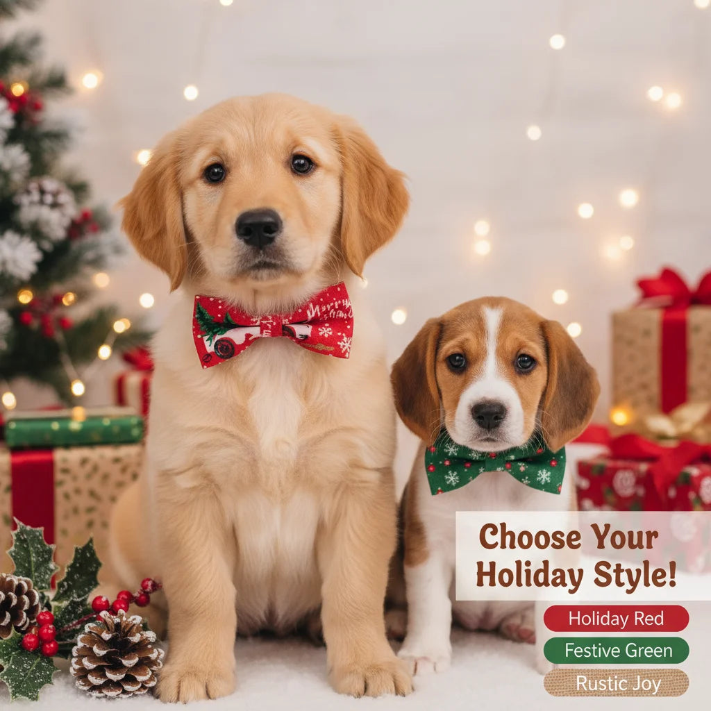 50pcs/lot Christmas Pet Bow Kitten Puppy Collar Flower Wearable Xmas Bow Ties for Dogs Cat Accessories