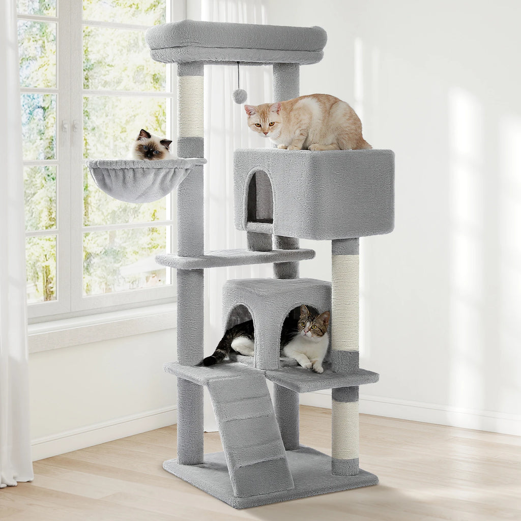 Multi-Level Cat Tree Tower with Scratching Post, Cozy Hammock, Top Perch, Large Cat Condo for Indoor, Cat Accessories, Cat Toys