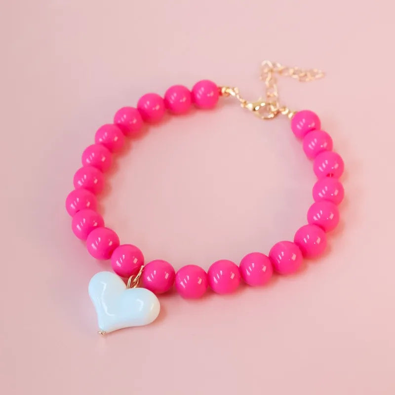 Party Dog Accessories Custom Pet Supplies Pinkycolor Plastic Cat Neck Collar Pearl Dog Necklace Small Dog Bib Size Animal Choker