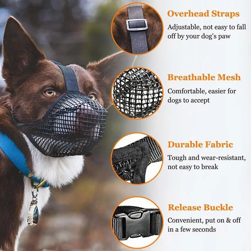 Dog Muzzle Basket Soft for Small Medium Large Size Breed Anti Biting Licking Chewing Adjustable Mesh Dog Accessories For Breath