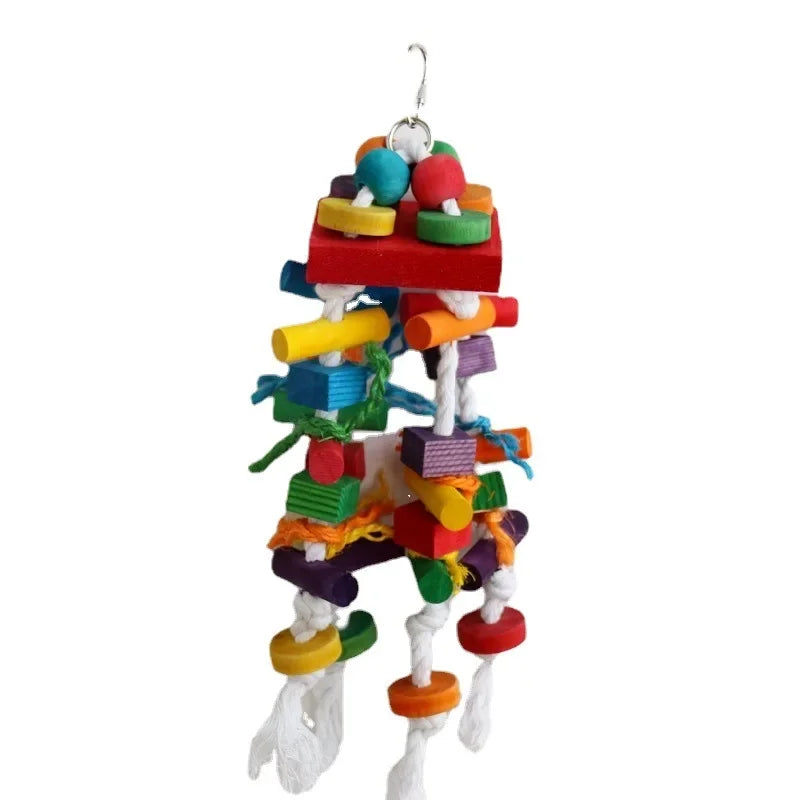 Parrot toys, Colorful wooden bird supplies, Unique shape, Diverse ways to play,  Large parrot bite bird toys