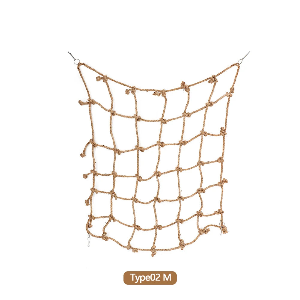 Bird Toys Bird Climbing Net Hemp Rope Parrot Hanging Rope Net Swing Play Rope Ladder Chew Toy Play Gym Toys