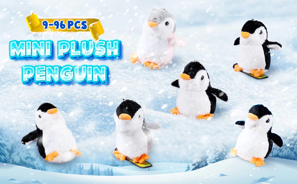 9-96Pcs Mini Stuffed Animal Penguin Plush Hanging Penguin Toys Small Penguin Keychain Valentine Stocking Stuffs Birthday Gifts