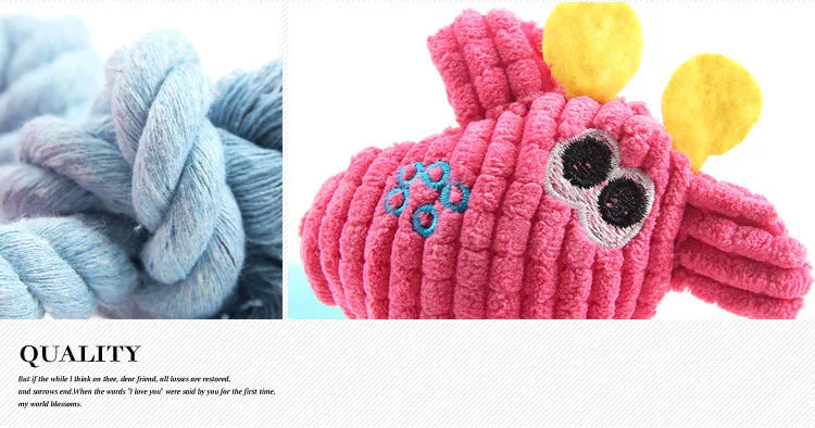 Plush Squeaky Dog Toys Human Pet Interactive Tug of War Knot Bite-resistant Pet Toys Outdoor Funny Crazy Zoo Plush Sound Toys