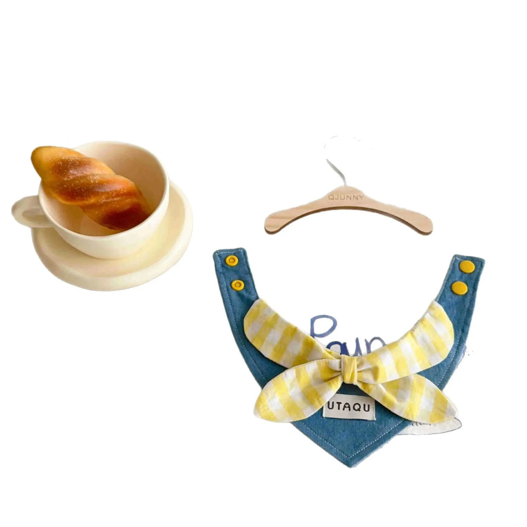 Pet Plaid Drool Bib Cat Bib Blue Denim Scarf Small Dog Teddy Triangle Scarf Pet Dog Accessories Puppy for Small Dogs
