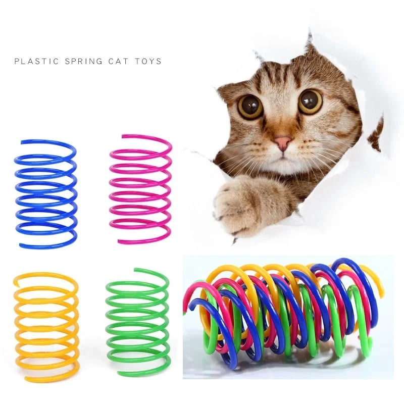 4/200Pcs Cat Spring Toy Cat Spiral Toys Interactive for Indoor Colorful Cats Plastic Springs Coil for Kitten Hunting Swatting