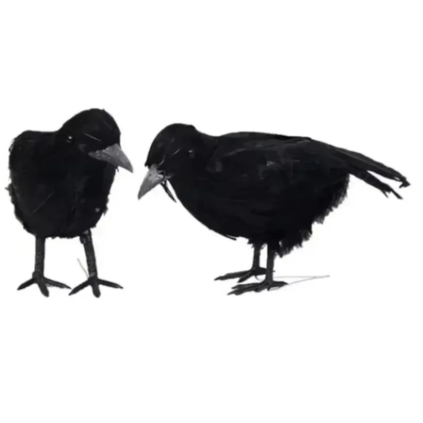 3pcs/set Halloween Black Crow Fakes Bird Toys Feather Animal Festival Decoration Props Party Supplies Garden Statues Sculptures