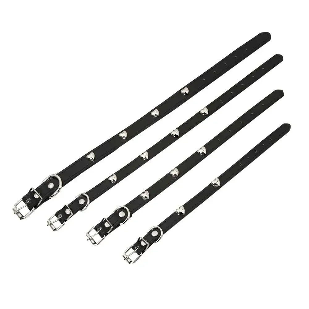 PU Leather Durable Pet Dog Collars with Love Puppy Pug Collars for Small Large Dog Chihuahua Cat Accessories collar perro