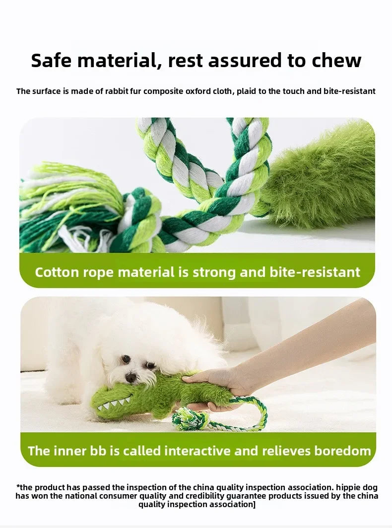 Plush Squeaky Dog Toys Human Pet Interactive Tug of War Knot Bite-resistant Pet Toys Outdoor Funny Crazy Zoo Plush Sound Toys
