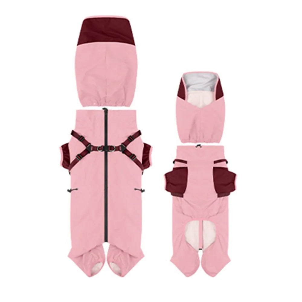 Waterproof Pet Dog Raincoat Four Legged Clothing Lightweight Dog Rain Jacket with Hat S-XXL Pet Rainwear Dog Accessories