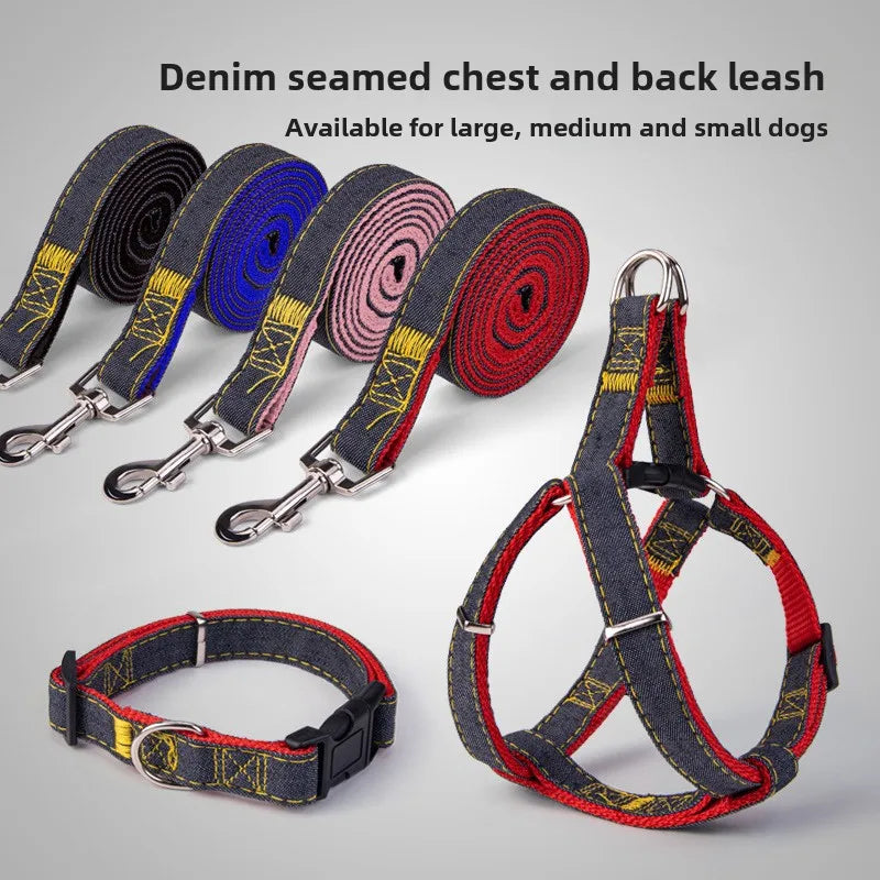 New Pet Leash and Harness Set Dog Adjustable Collar Set Pet Lead Vest Small Medium Large for Walking Training Dog Accessories