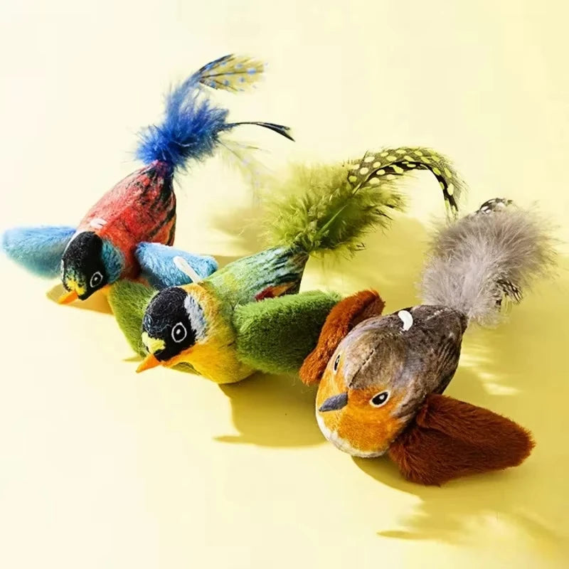 1PC Simulation Bird Interactive Plush Bird Cat Toys With Realistic Sounds Cat Chew Bite Plush Toys Pet Cat Supplies
