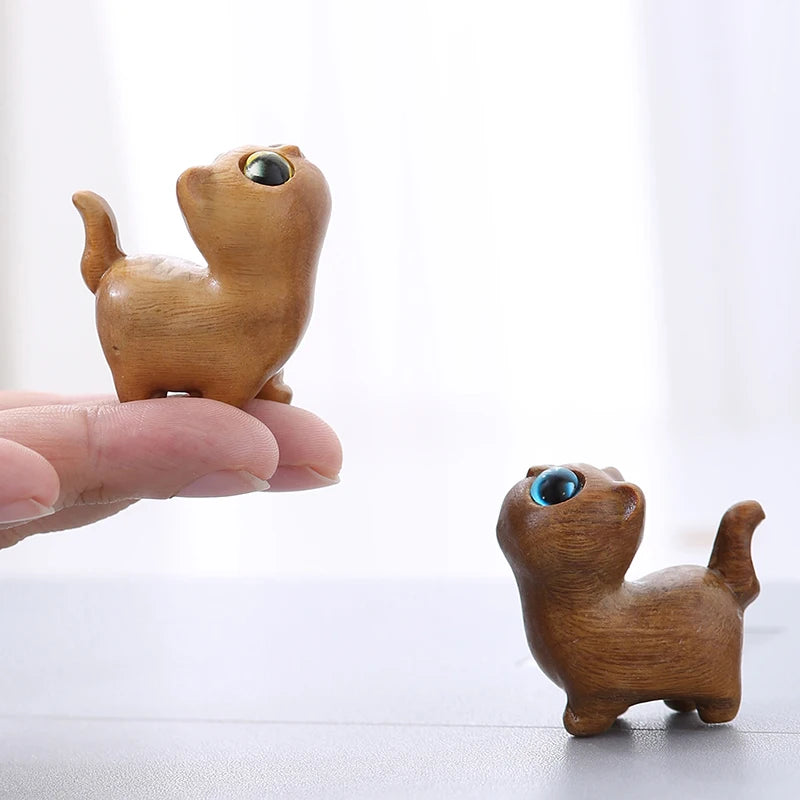 1/3 Pcs Charming Wooden Kitten Figurine - Handcrafted Cat Decor For Home, Perfect Gift Idea Cat Figurine Cat Accessories