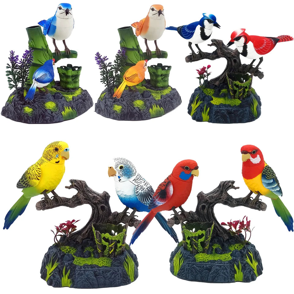 Singing Chirping Bird Toy Artificial Bird Toys Realistic Animal Electric Outdoor Decorations Simulation Birds Making Sounds Tree