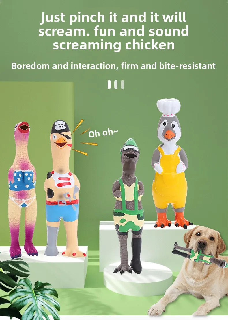Squeaky Latex Chicken Dog Toys Funny Pirate Soldier Chef Bikini Shapes Loud Scream Chew Toy Pets Squeaky Latex Chicken Toy