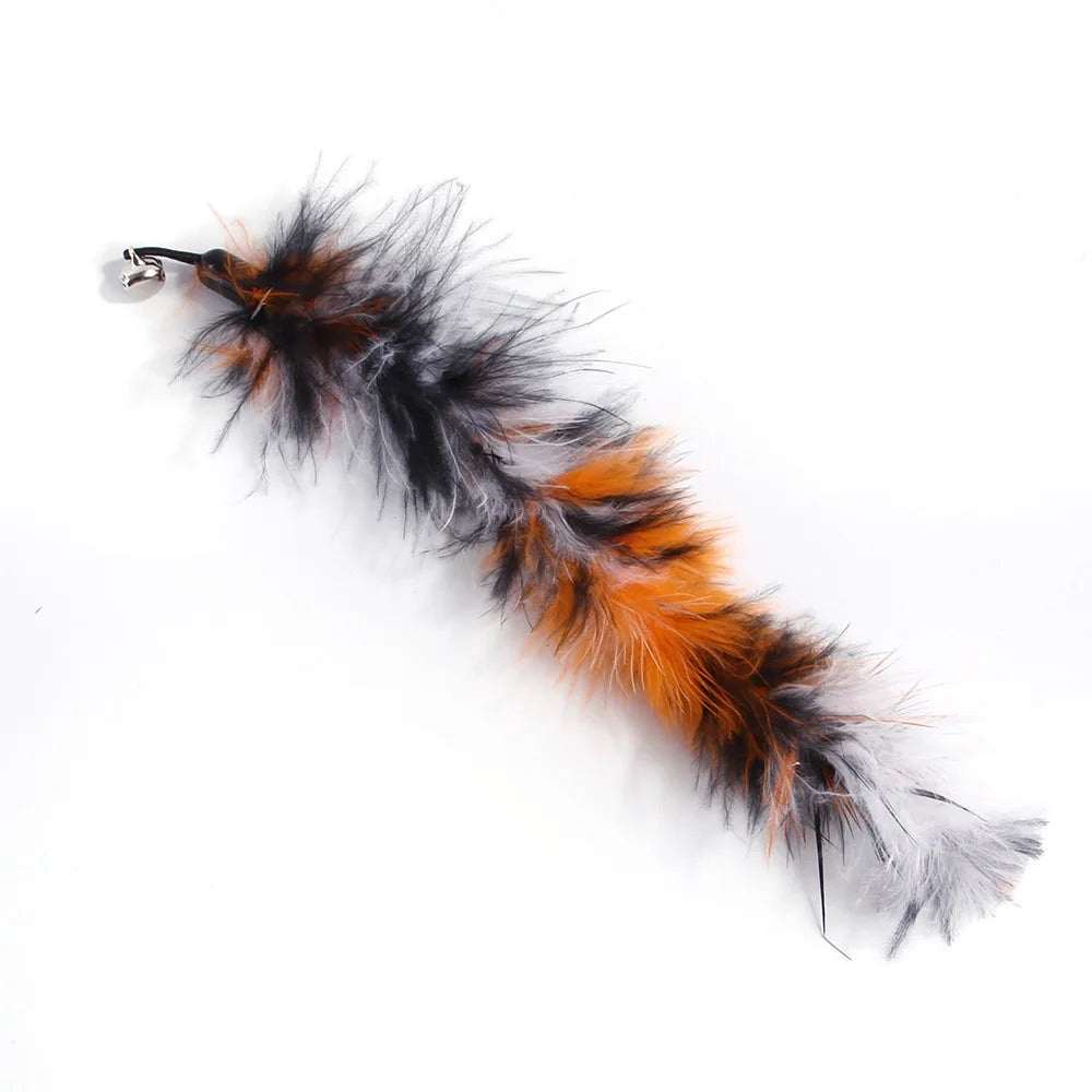 10 Pack Retractable Fishing Rod Funny Cat Stick Caterpillar Feather Replacement Head Cat Toy Cat Toys Interactive Pet Products