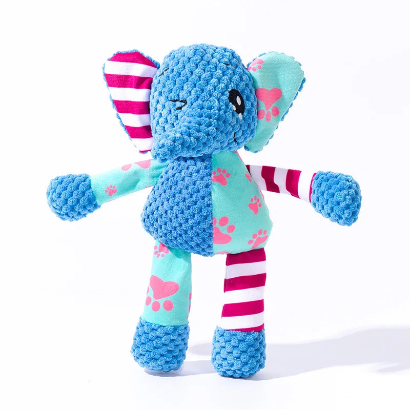 Resistant Interactive Dog Toys - Squeak & Rope Toy for Large Dogs & Aggressive Chewers, Puppy Teething Pet Elephant Plush Toy