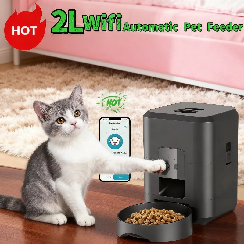 2L Automatic Pet Feeder Wifi Smart Cat Dog Food Dispenser App Controlled Slow and Quantitative Feeding for Pets Cat Accessories